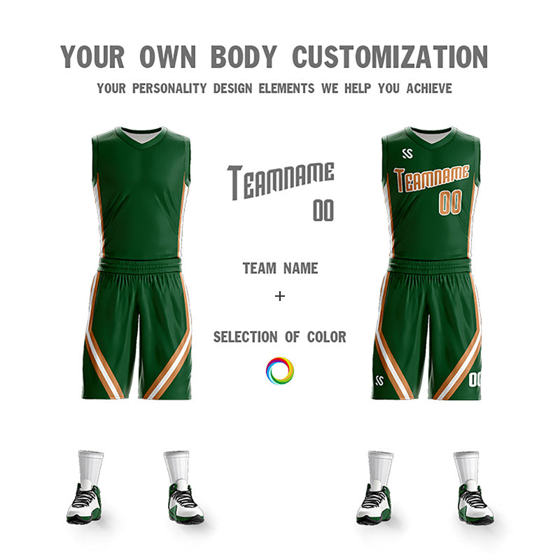 Custom Green White Double Side Sets Design Sportswear Basketball Jersey