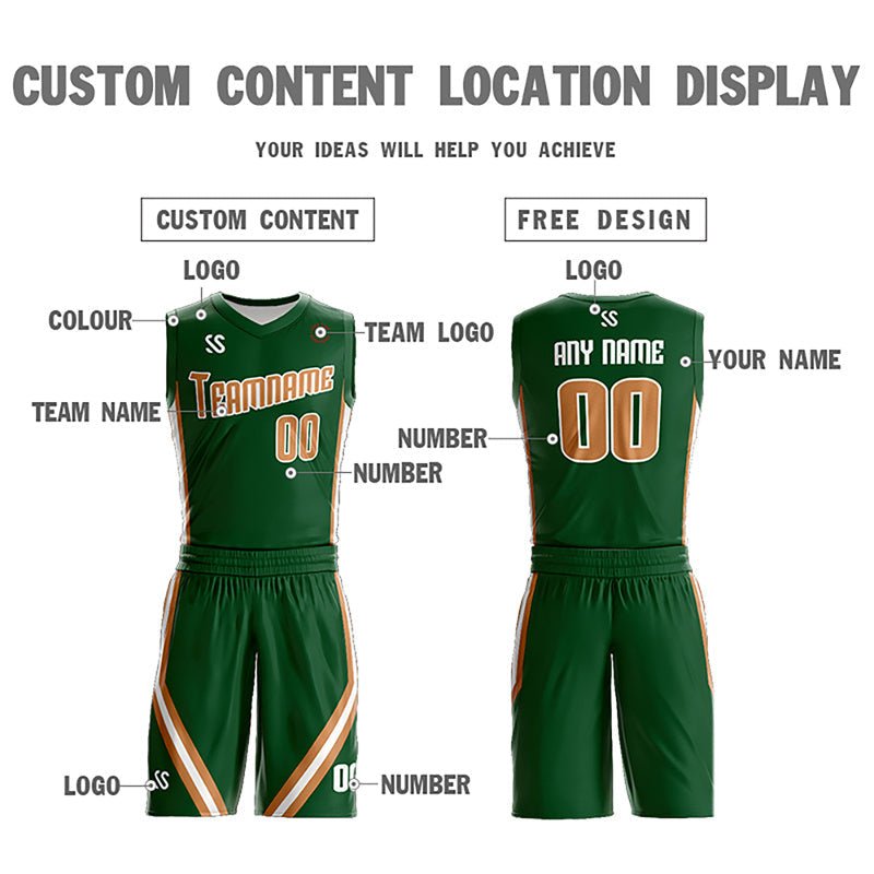 Custom Green White Double Side Sets Design Sportswear Basketball Jersey