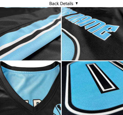 Custom Black Blue Double Side Tops Basketball Jersey