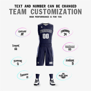 Custom Navy White Double Side Sets Design Sportswear Basketball Jersey