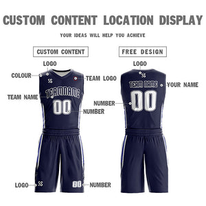 Custom Navy White Double Side Sets Design Sportswear Basketball Jersey