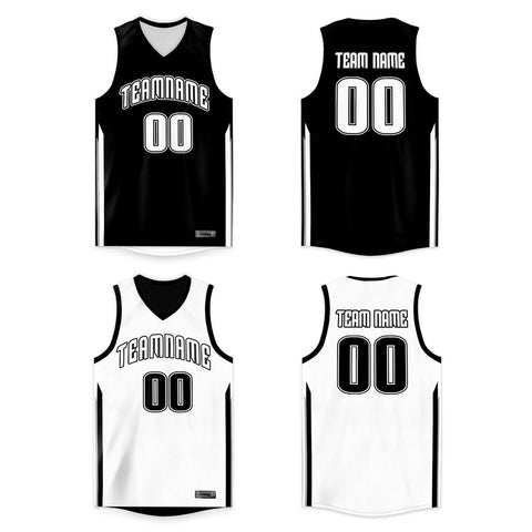 Custom Black White Double Side Tops Sports Basketball Jersey