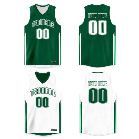Custom Green White Double Side Tops Basketball Jersey