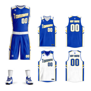 Custom Blue White Double Side Sets Design Sportswear Men Basketball Jersey