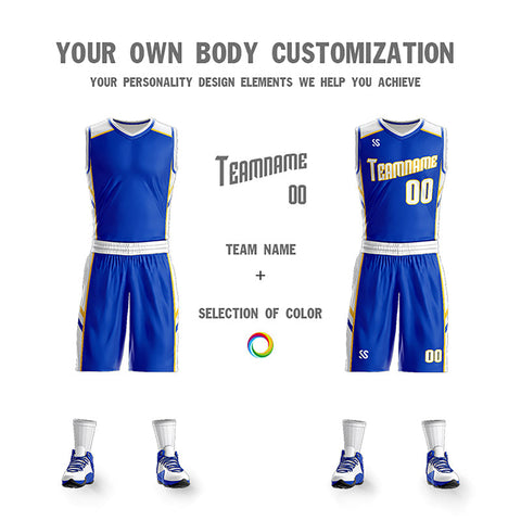 Custom Blue White Double Side Sets Design Sportswear Men Basketball Jersey