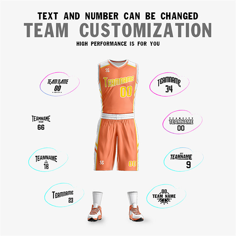 Custom Orange White Double Side Sets Design Sportswear Basketball Jersey