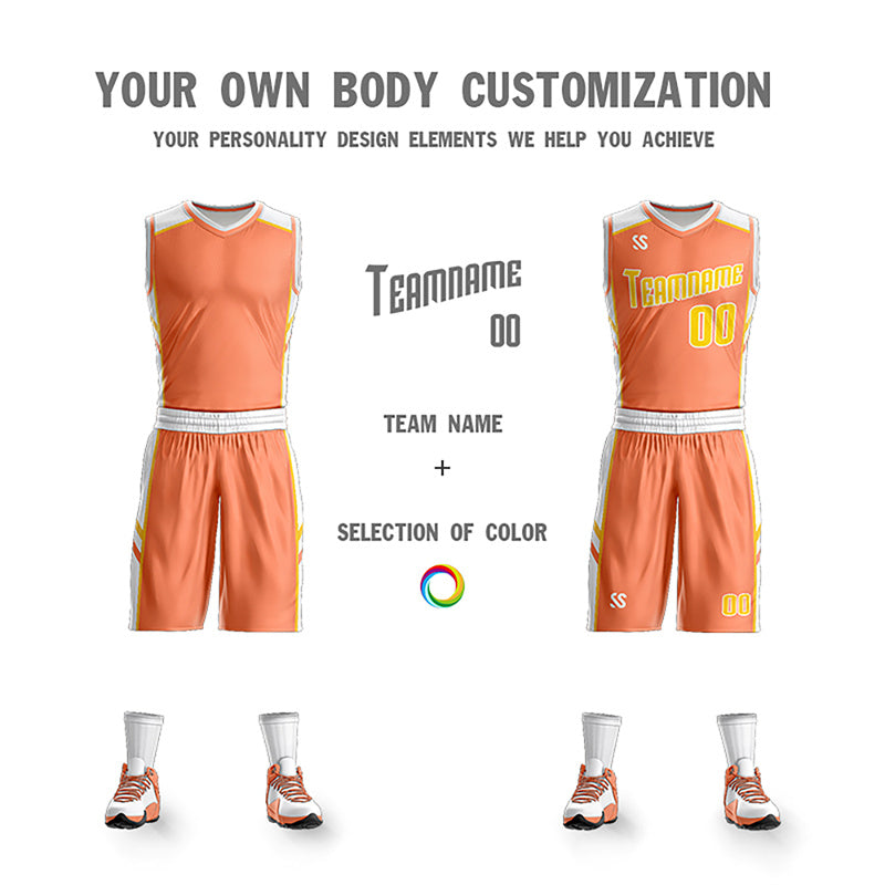 Le double côté blanc orange fait sur commande place le maillot de basket-ball de conception de vêtements de sport