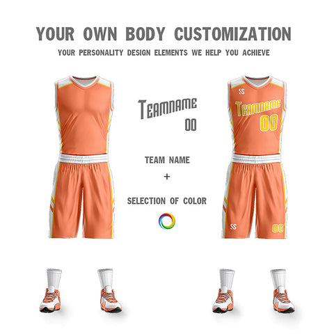 Custom Orange White Double Side Sets Design Sportswear Basketball Jersey