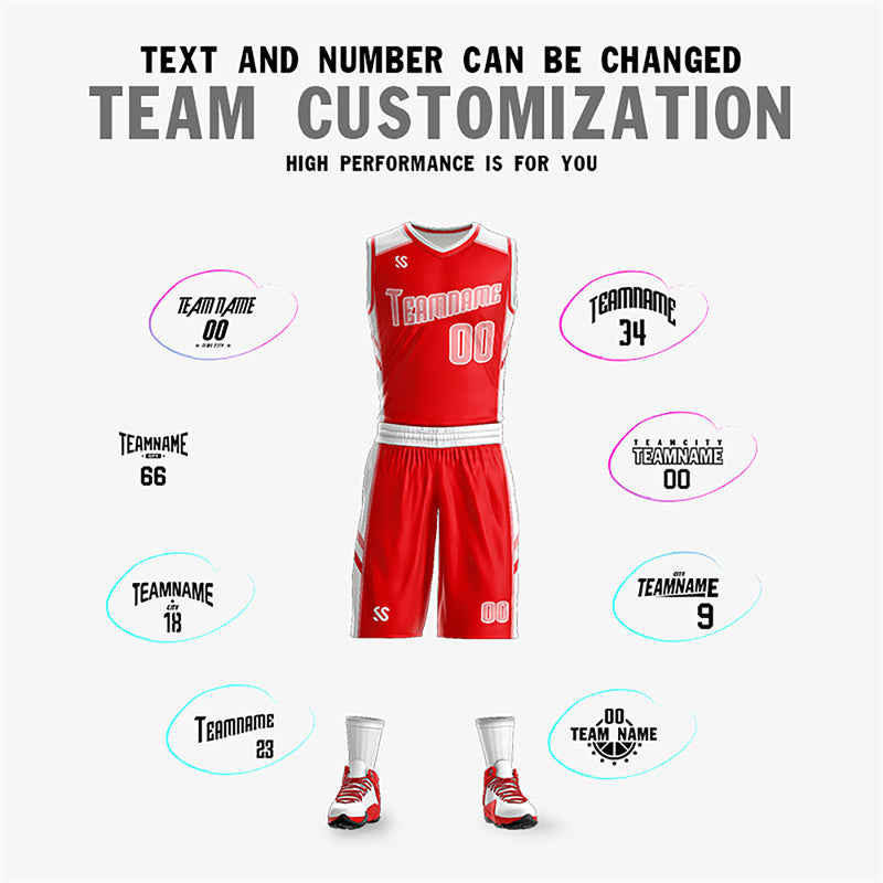 Custom Red White Double Side Sets Sportswear Men Basketball Jersey