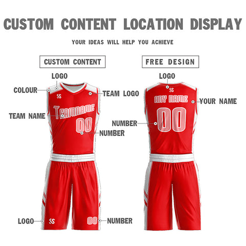 Custom Red White Double Side Sets Sportswear Men Basketball Jersey