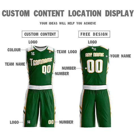 Custom Green White Double Side Sets Training Basketball Jersey