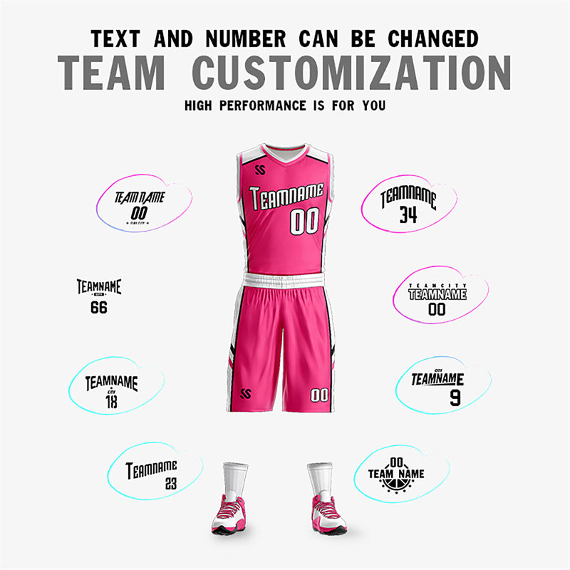 Custom Pink White Double Side Sets Design Sportswear Basketball Jersey