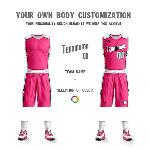 KXK Custom Pink White Double Side Sets Basketball Jersey