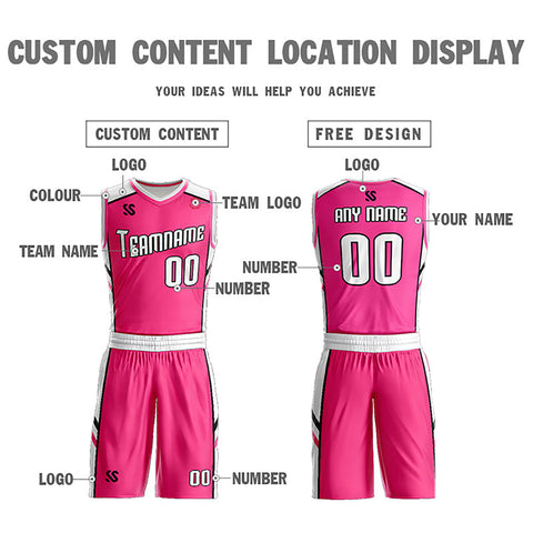 Custom Pink White Double Side Sets Design Sportswear Basketball Jersey