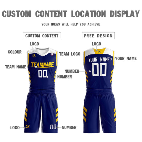Custom Navy White Double Side Sets Design Sportswear Basketball Jersey