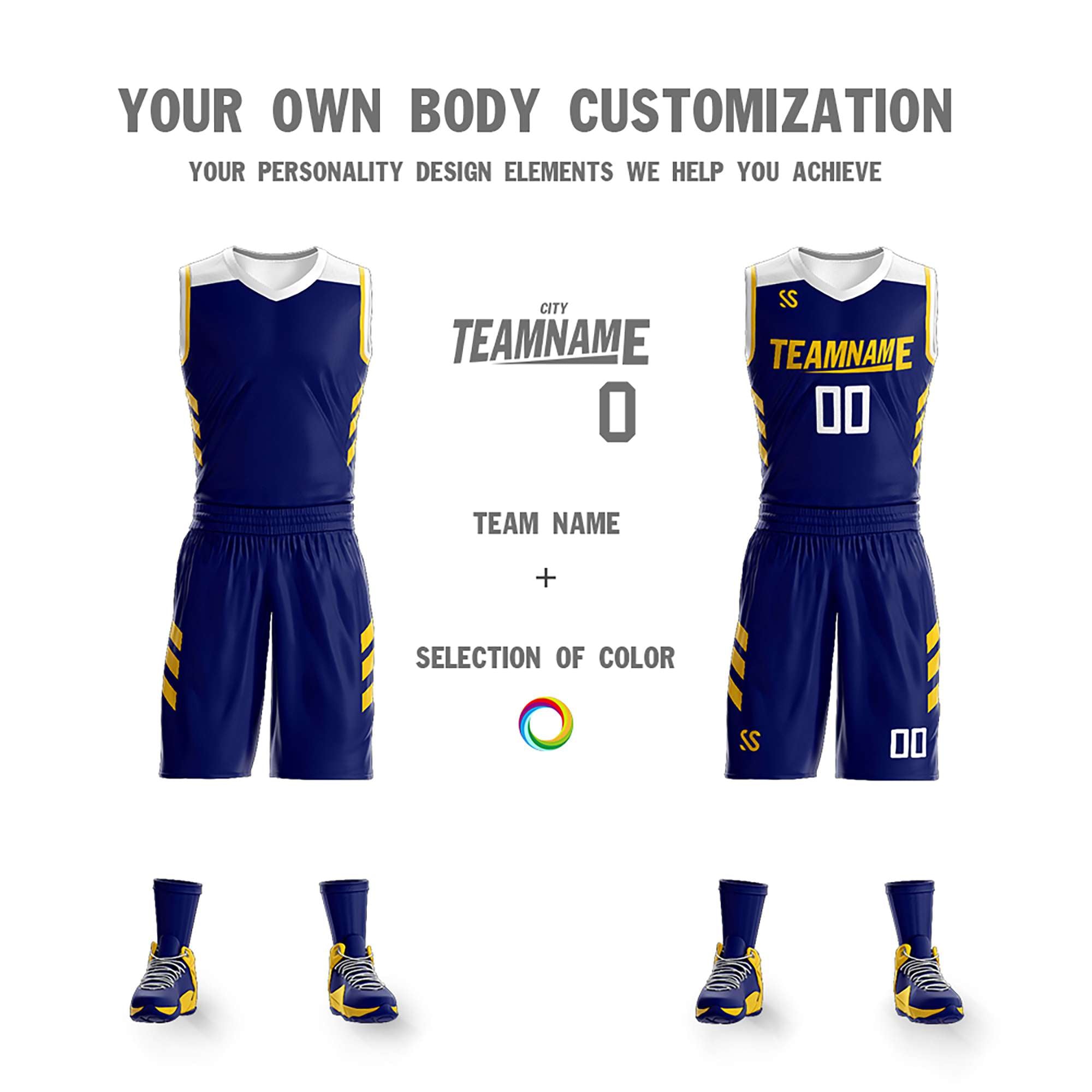 Custom Navy White Double Side Sets Design Sportswear Basketball Jersey