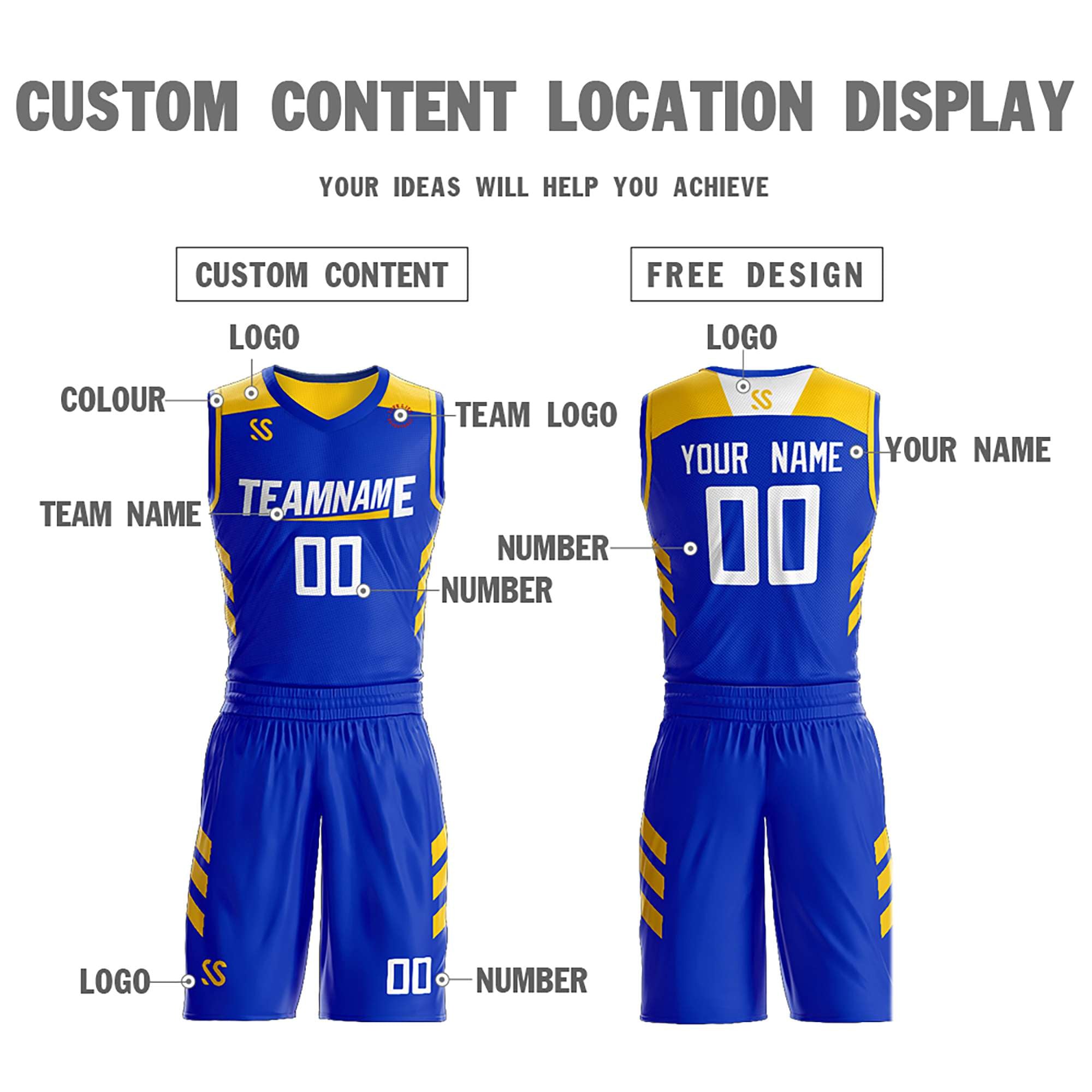 Custom Royal White Double Side Sets Design Sportswear Basketball Jersey