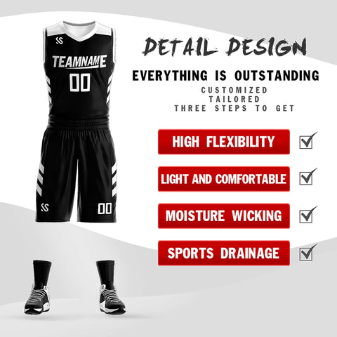 Custom Black White Double Side Sets Design Sportswear Basketball Jersey