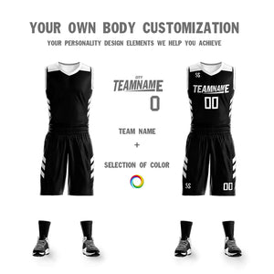 Custom Black White Double Side Sets Design Sportswear Basketball Jersey