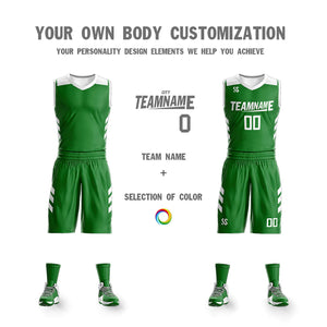 Le double côté blanc vert fait sur commande place le maillot de basket-ball de vêtements de sport de conception