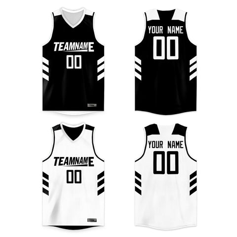 Custom Black White Double Side Tops Basketball Jersey