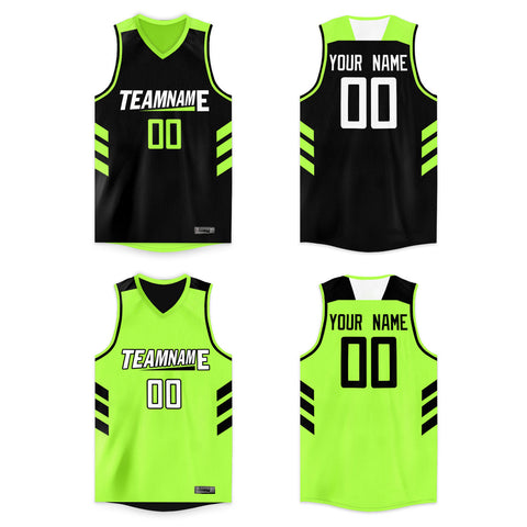 Custom Neon Green Black Double Side Tops Basketball Jersey