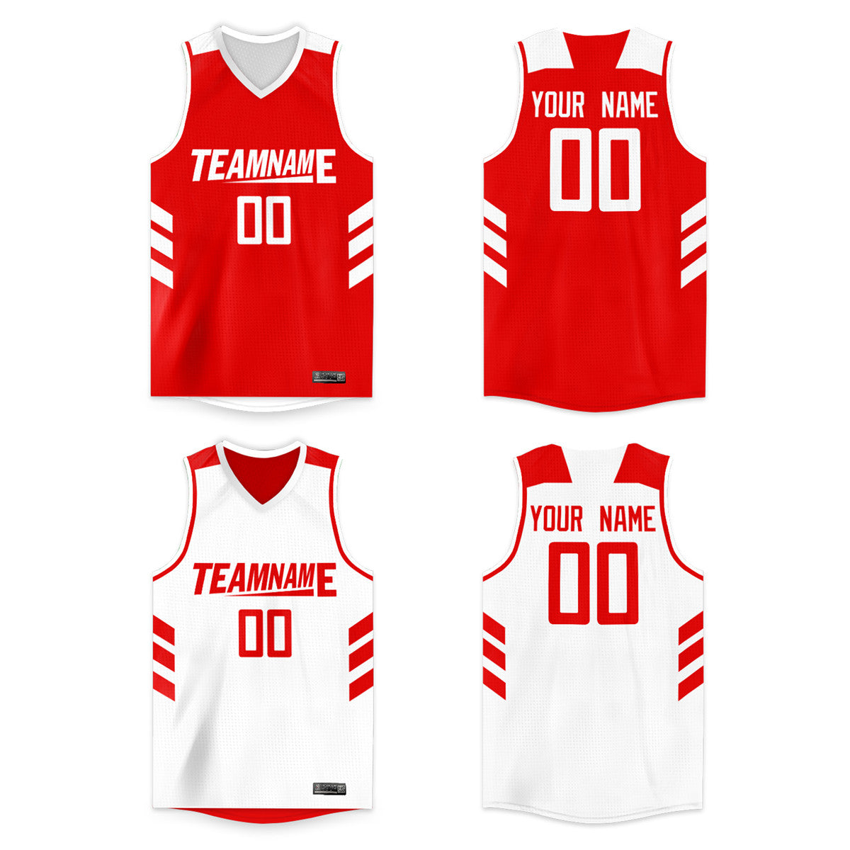 Maillot de basket-ball personnalisé blanc rouge double face