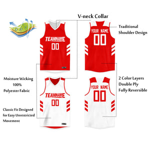 Custom White Red Double Side Tops Basketball Jersey