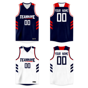 Custom Navy White Double Side Tops Basketball Jersey