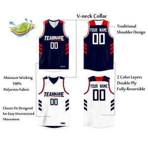 Custom Navy White Double Side Tops Basketball Jersey