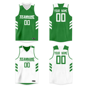 Maillot de basket-ball pour hommes, personnalisé, vert, blanc, Double face, hauts