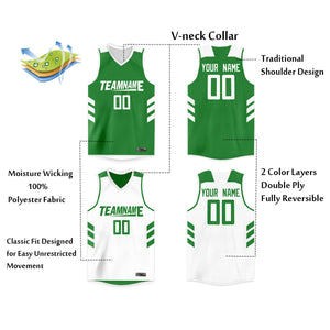 Custom Green White Double Side Tops Men Basketball Jersey