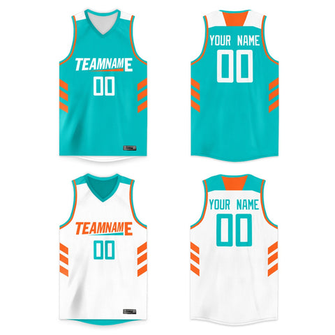 teal and white reversible basketball jerseys