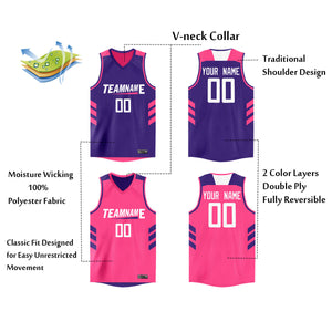 Custom Purple Pink Double Side Tops Men/Boy Basketball Jersey