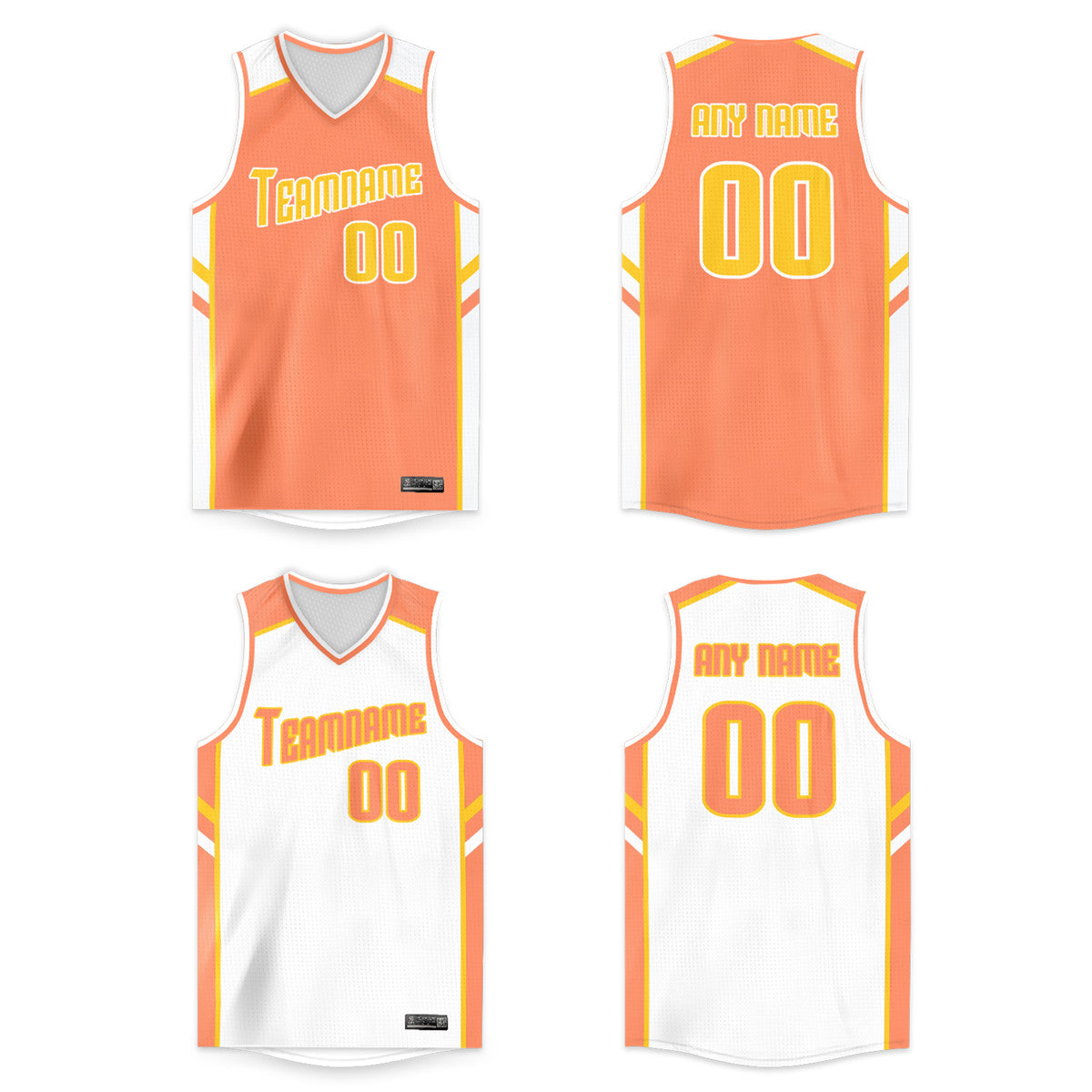 Custom Orange White Double Side Tops Men/Boy Basketball Jersey