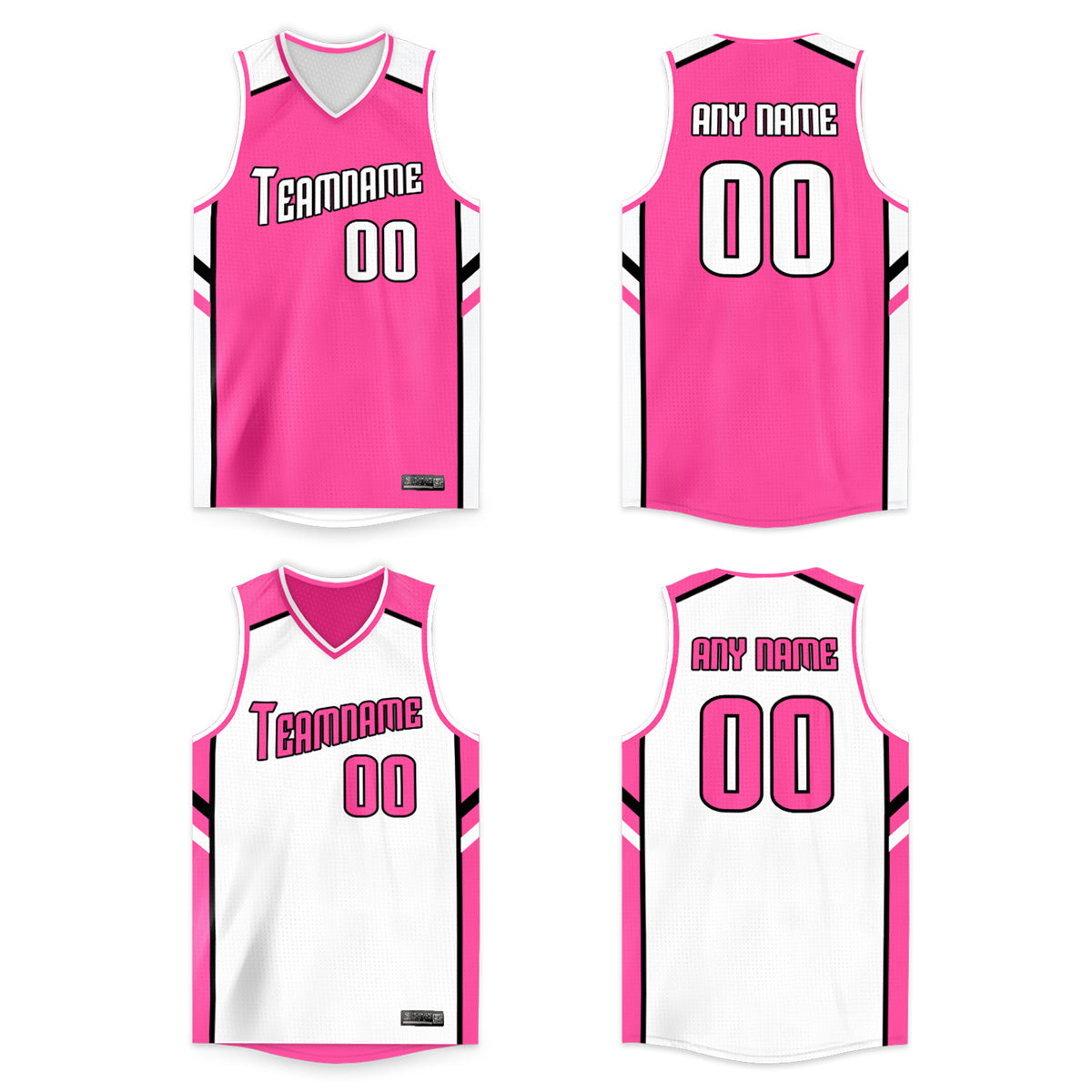 pink and white reversible basketball jerseys