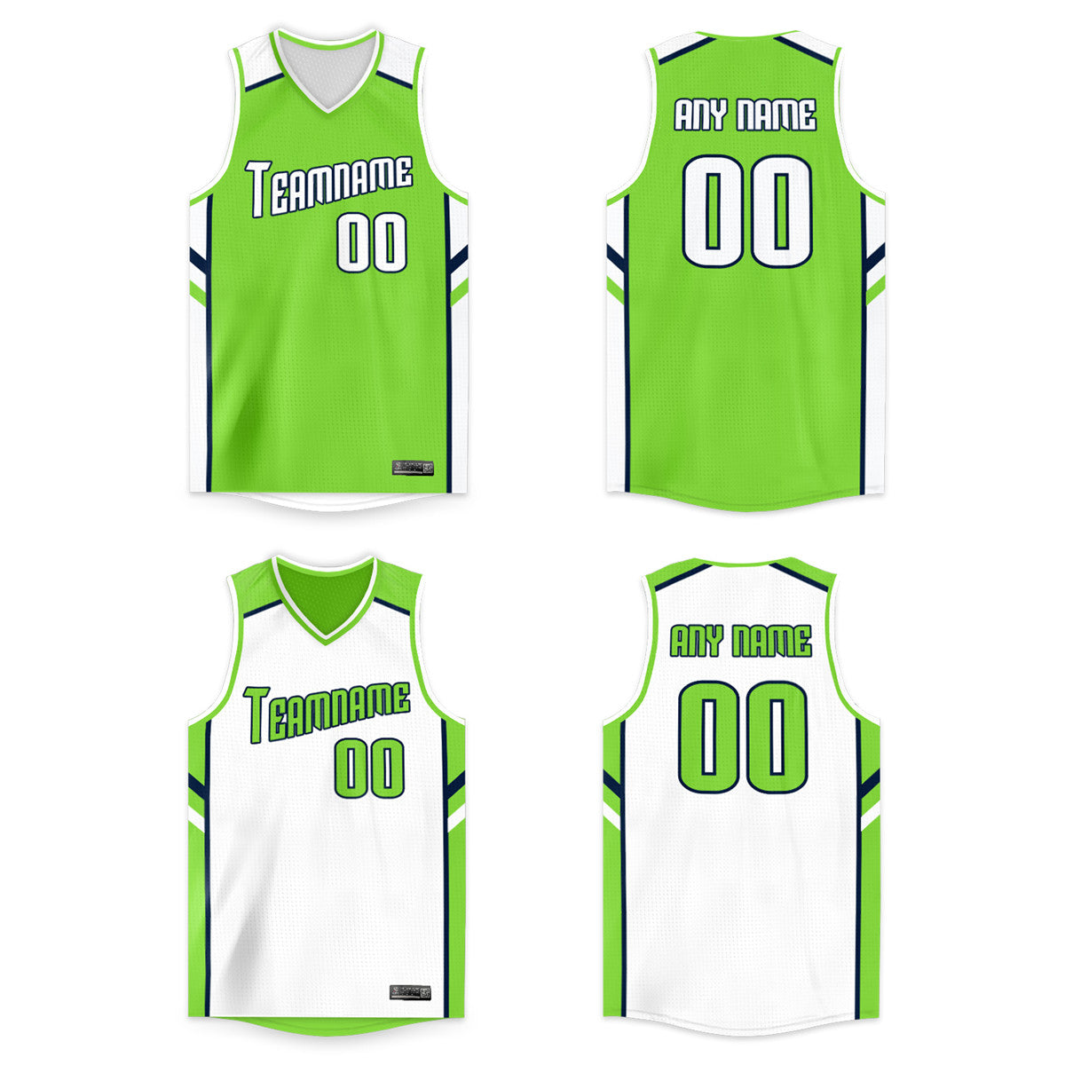 Maillot de basket-ball personnalisé blanc vert double face