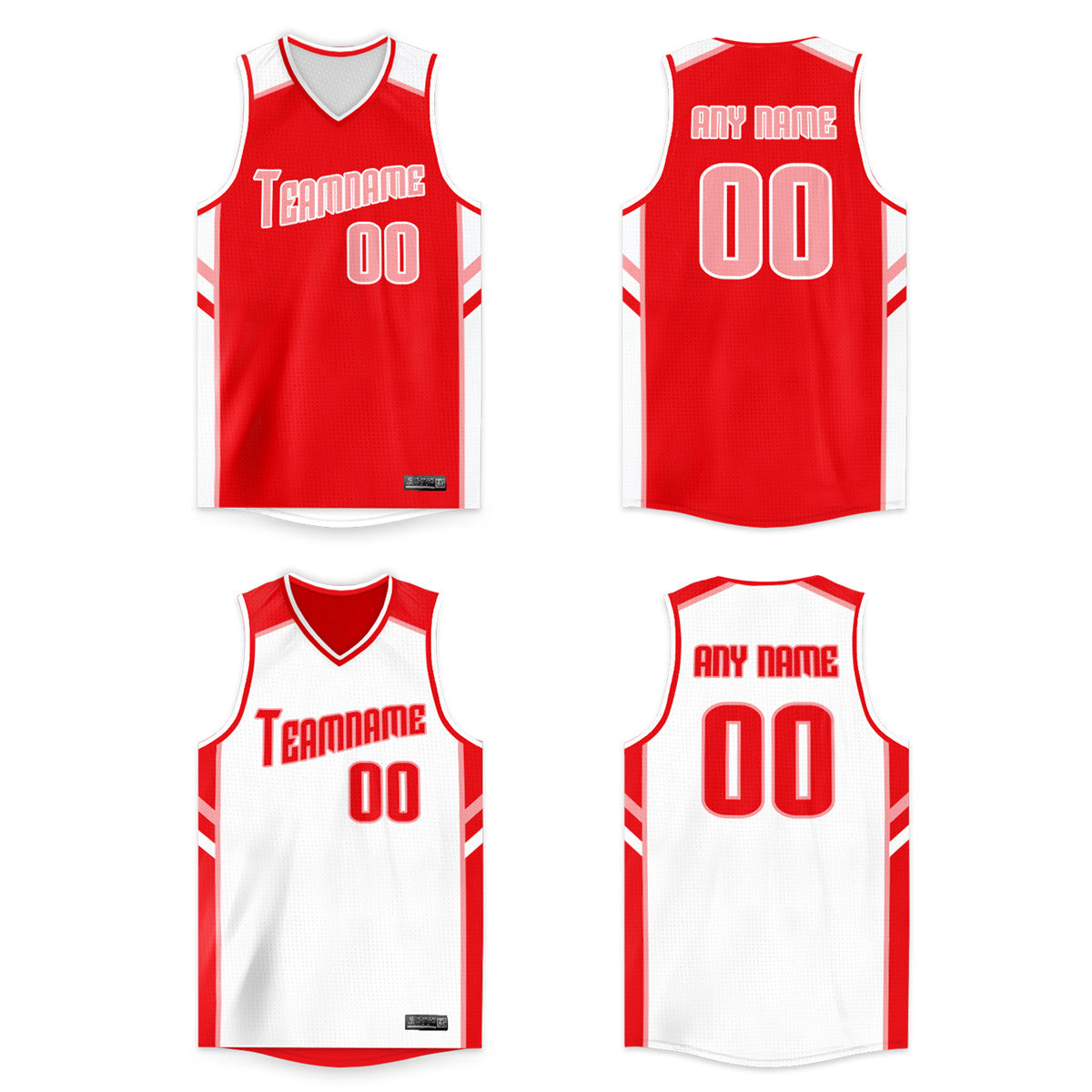 Maillot de basket-ball personnalisé à double face rouge et blanc