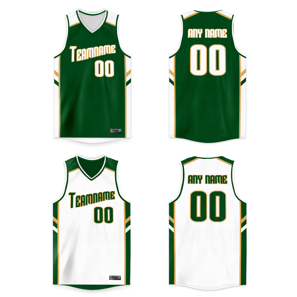 Custom Green White Double Side Tops Men/Boy Basketball Jersey