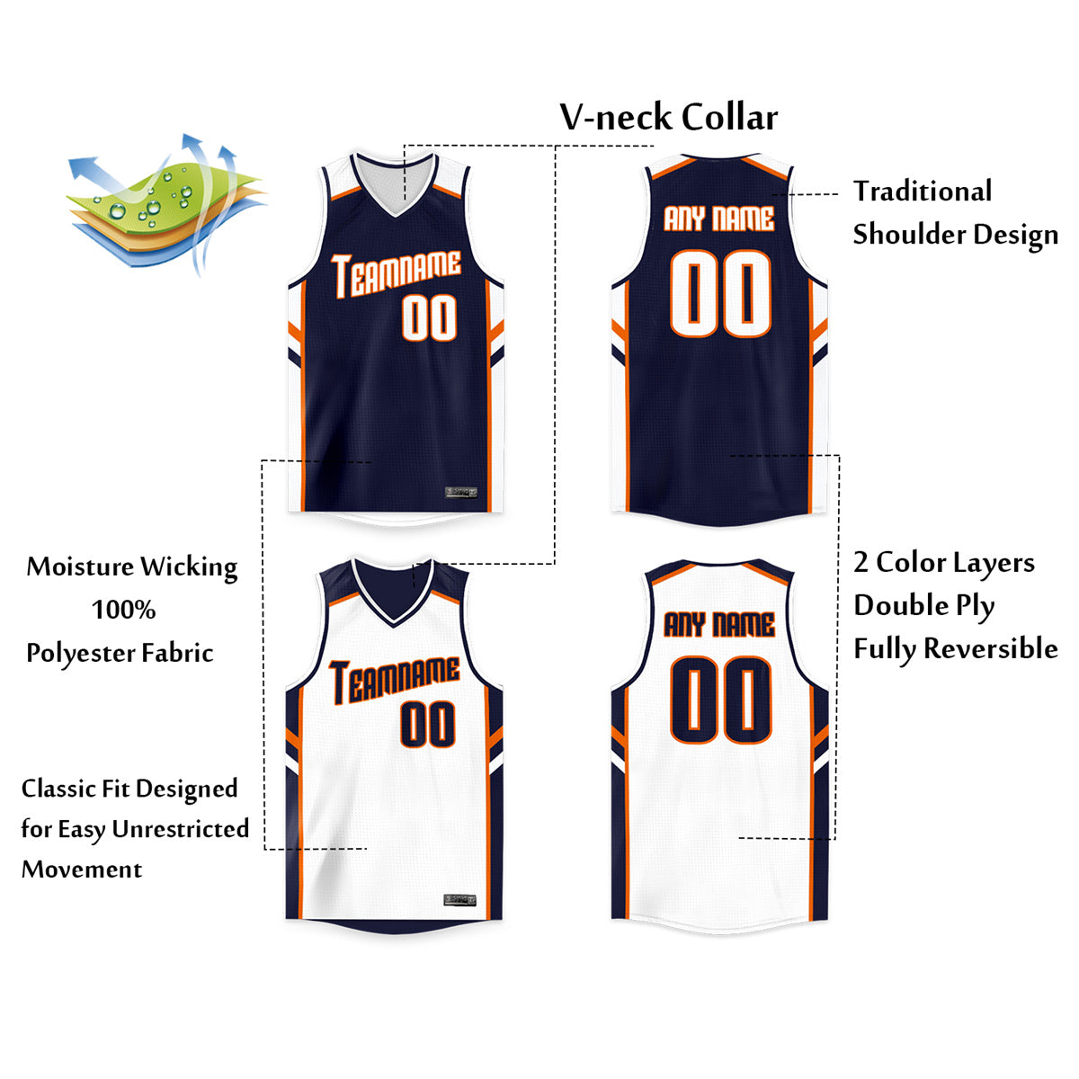 reversible basketball jerseys with numbers