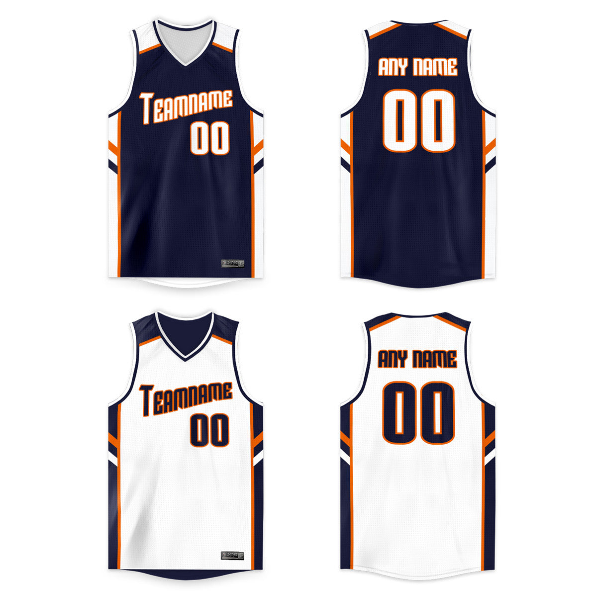 Custom Navy White-Orange Double Side Tops Men/Boy Basketball Jersey