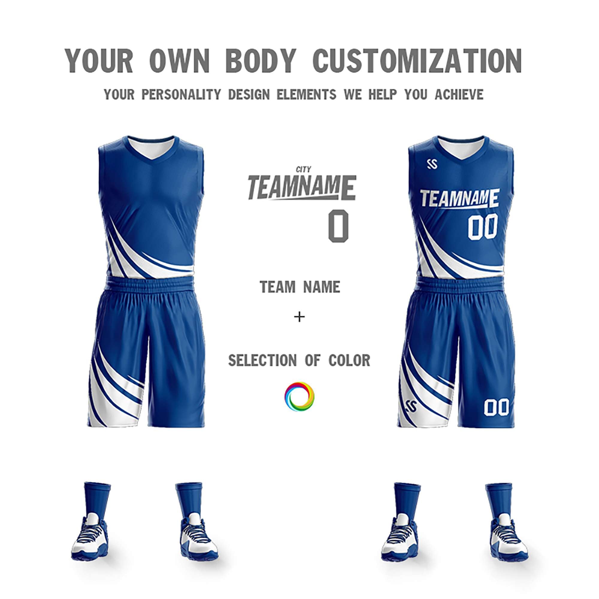 Custom Blue White Double Side Sets Design Sportswear Basketball Jersey