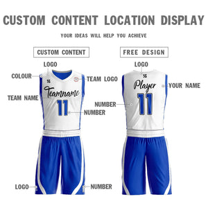 Custom White Royal Double Side Sets Design Sportswear Basketball Jersey