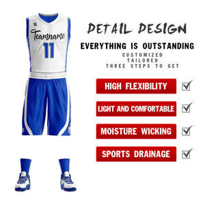 Custom White Royal Double Side Sets Design Sportswear Basketball Jersey