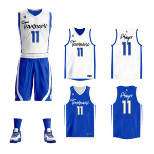 Custom White Royal Double Side Sets Design Sportswear Basketball Jersey