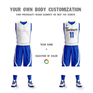 Custom White Royal Double Side Sets Design Sportswear Basketball Jersey