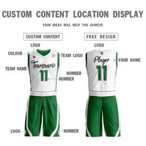 Custom White Green Double Side Sets Design Sportswear Basketball Jersey