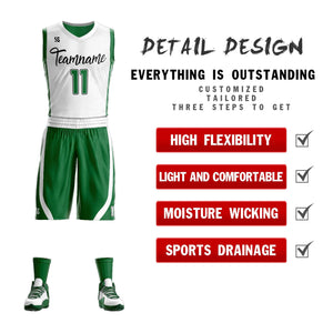 Custom White Green Double Side Sets Design Sportswear Basketball Jersey