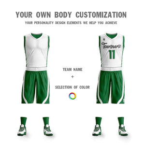 Custom White Green Double Side Sets Design Sportswear Basketball Jersey