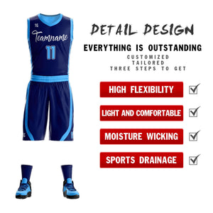 Custom Navy Powder Blue Double Side Sets Design Sportswear Basketball Jersey